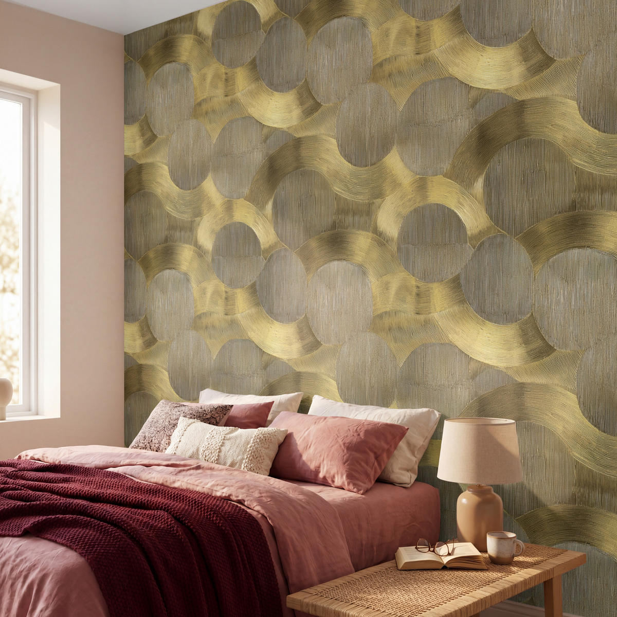 TAPETE - Modern - Geometrisch - Gold - 300x300 cm - Goldfarben, Papier (300/300cm) - OnlyWow