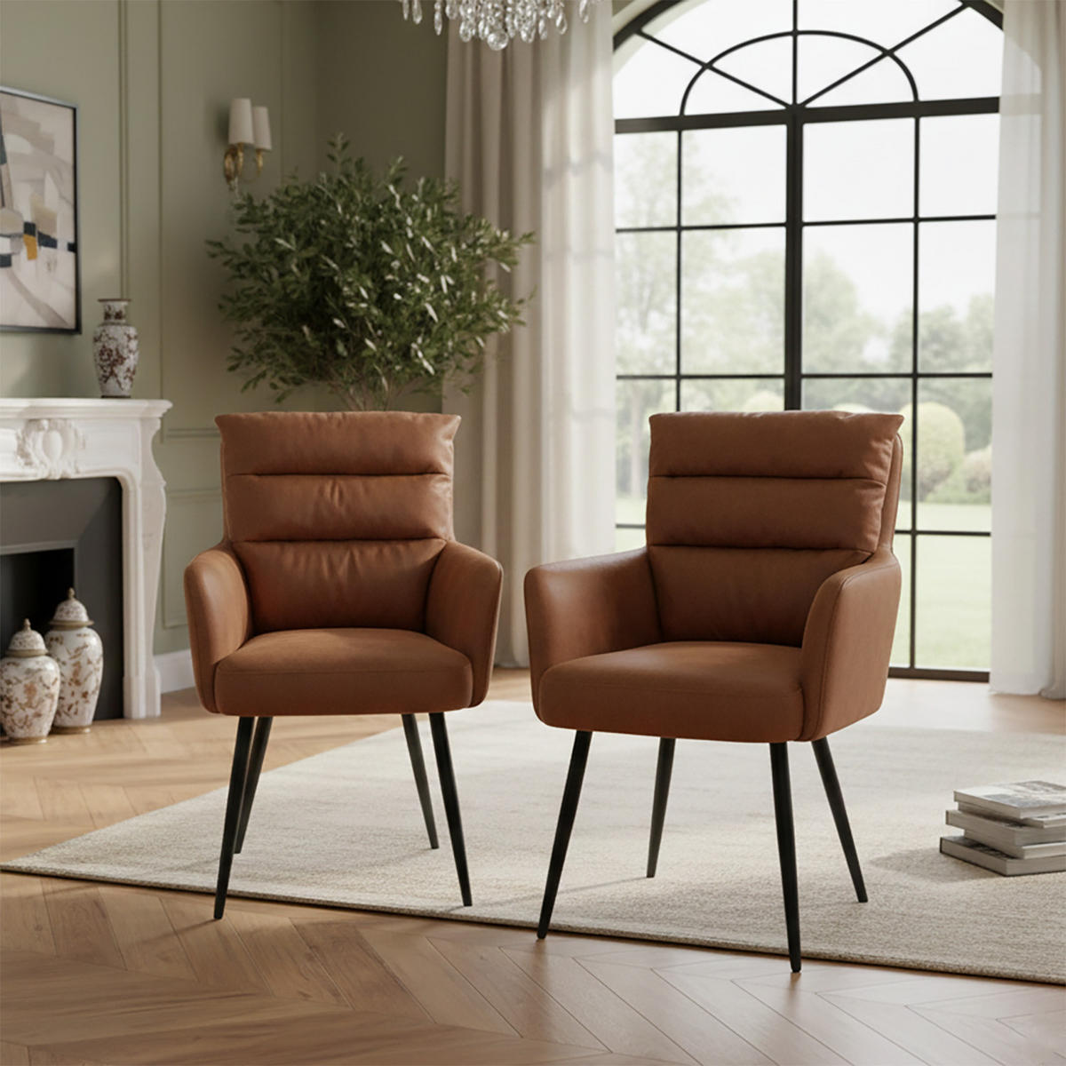 ESSZIMMERSTUHL Mika-Yann 2er-Set - Schwarz/Braun, Textil/Metall (59/94/66cm) - DUBI Möbel