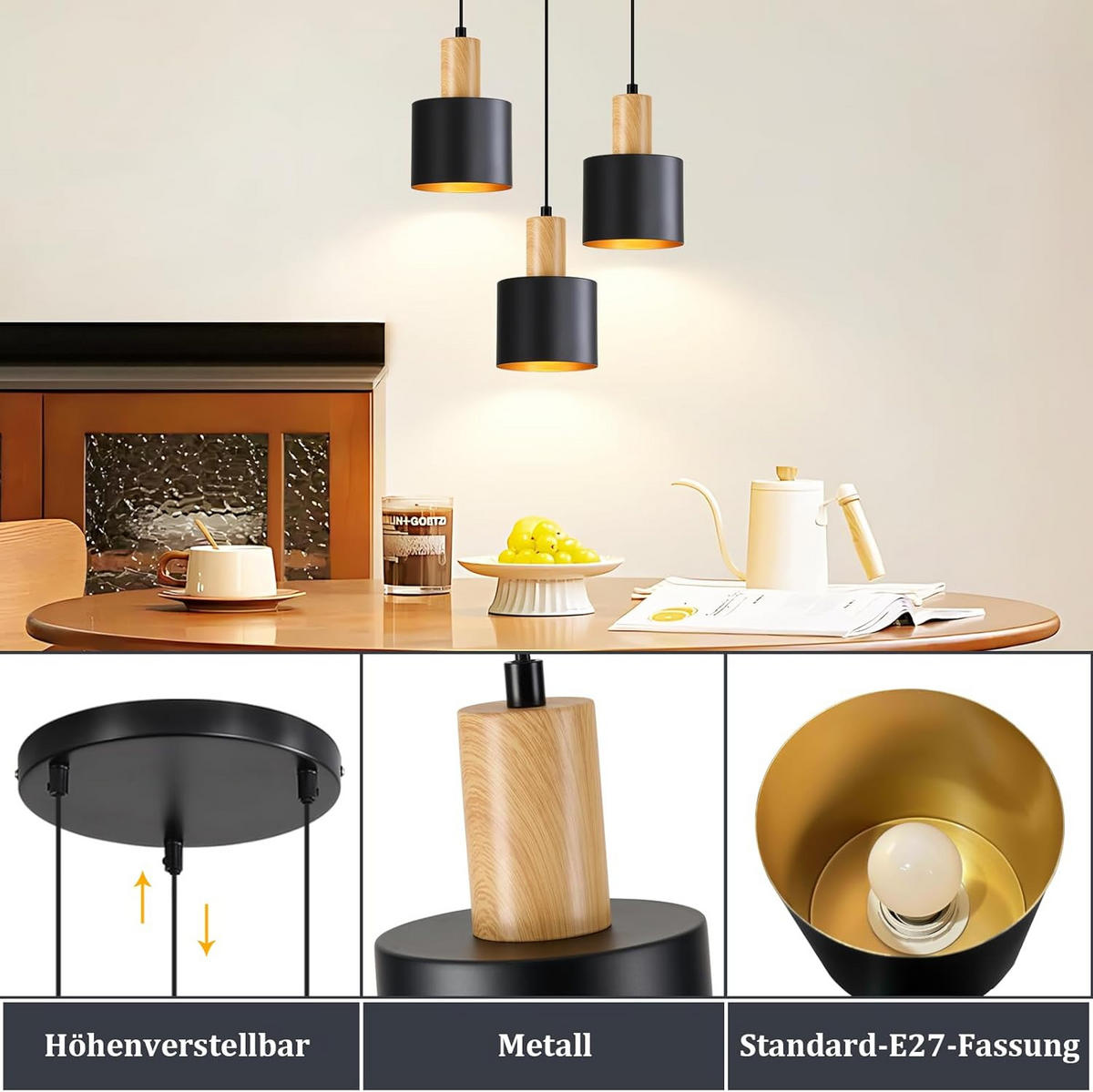 LED PENDELLEUCHTE COLEMAN Ⅲ 22/22/174 cm - Schwarz, Metall (22/22/174cm) - Nettlife