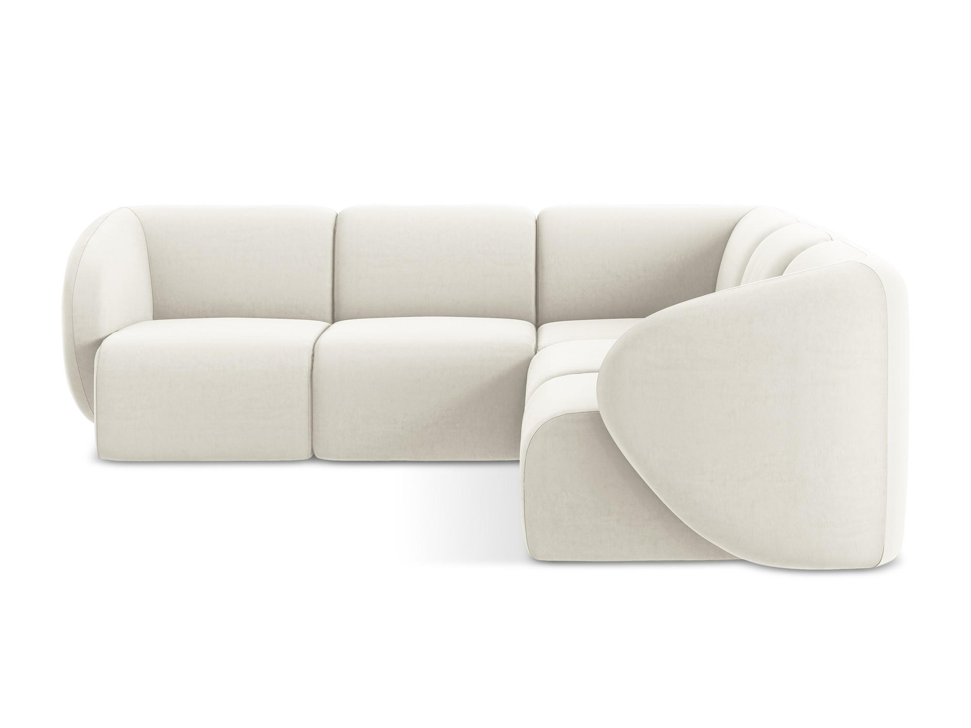 ECKSOFA Samt Stoff Beige - Creme/Schwarz, Holzwerkstoff/Kunststoff (251/251cm) - Makamii