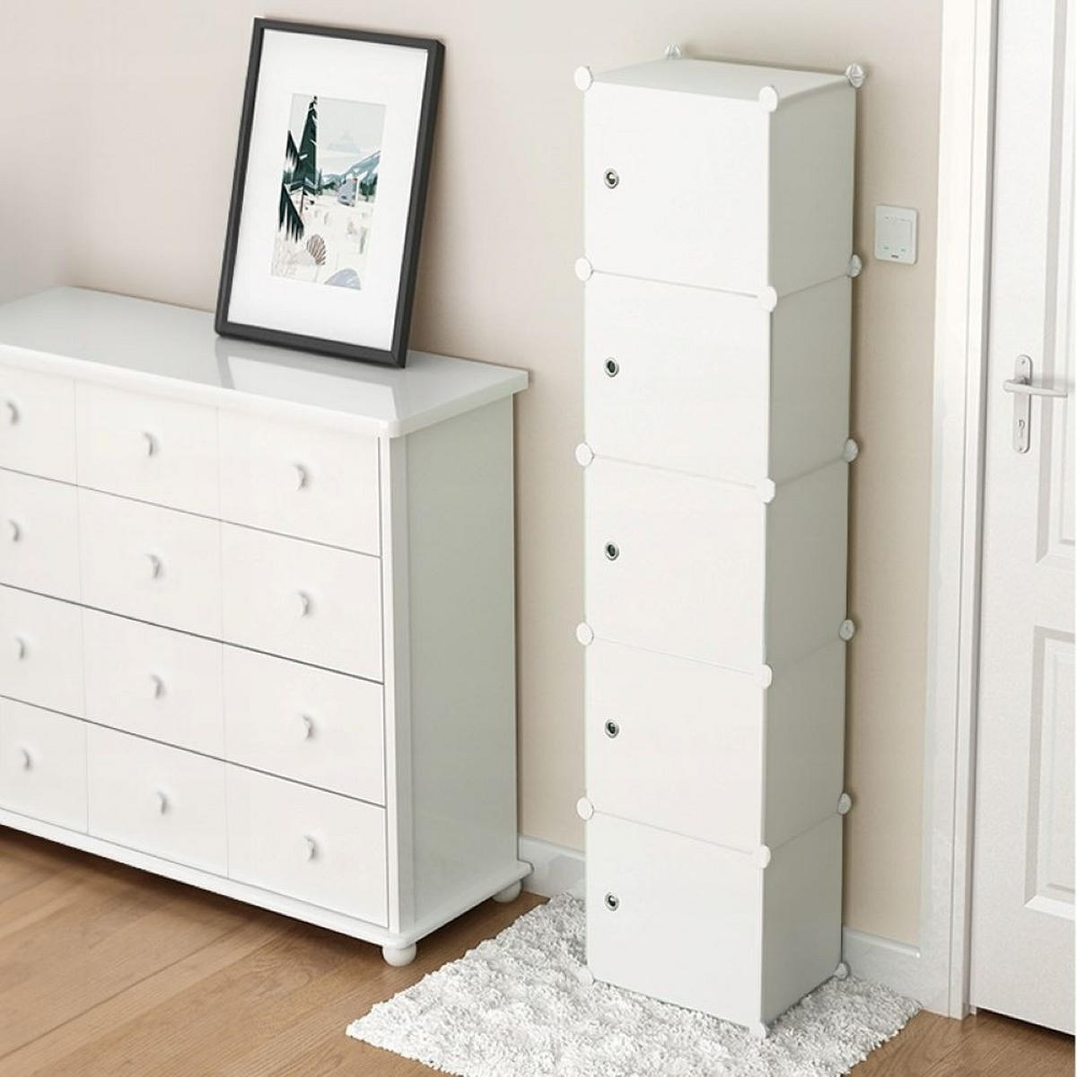 KLEIDERSCHRANK, weiß 39/37/185 cm - Weiß, Kunststoff (39/185/37cm) - Rebiko