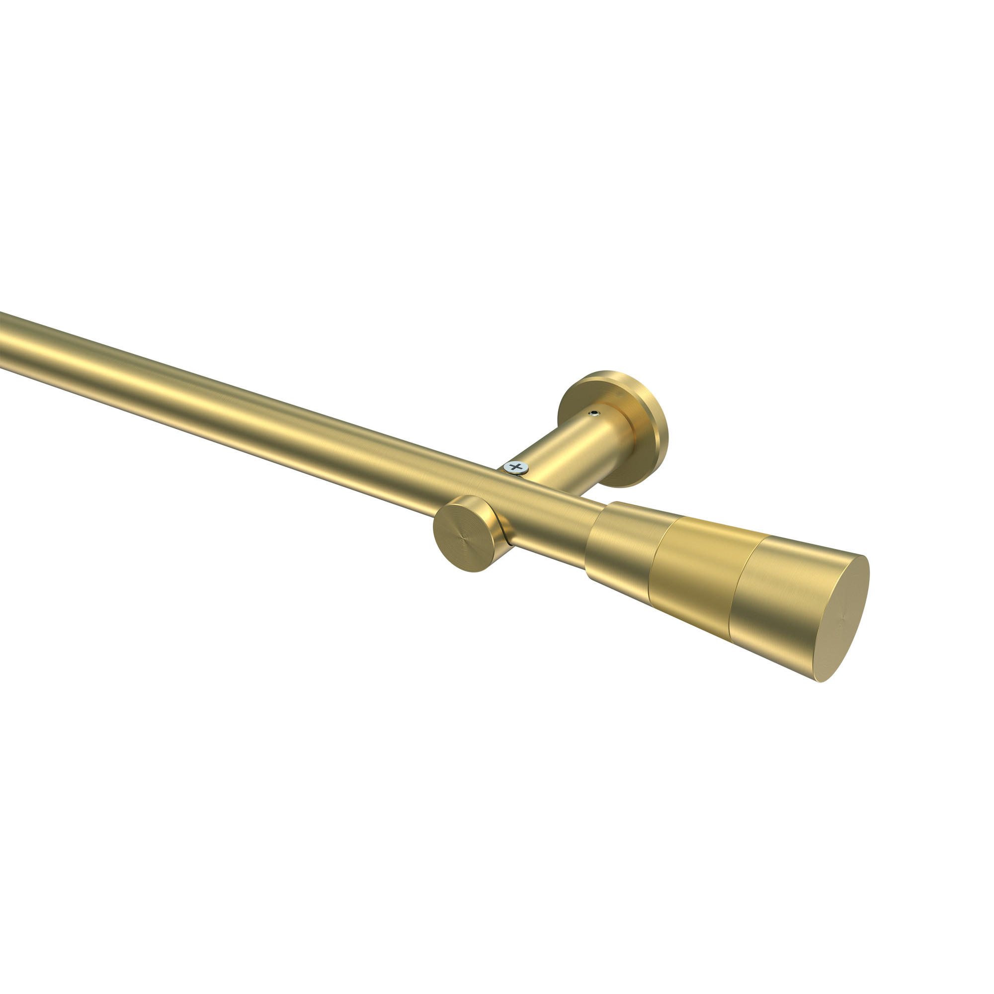 GARDINENSTANGE Platon Tanara 360 cm (geteilt in 2 x 180 cm), 1-läufig (ohne Ringe), 20 mm Ø Messing-Optik - Messingfarben/Goldfarben, Metall (360cm) - INTERDECO