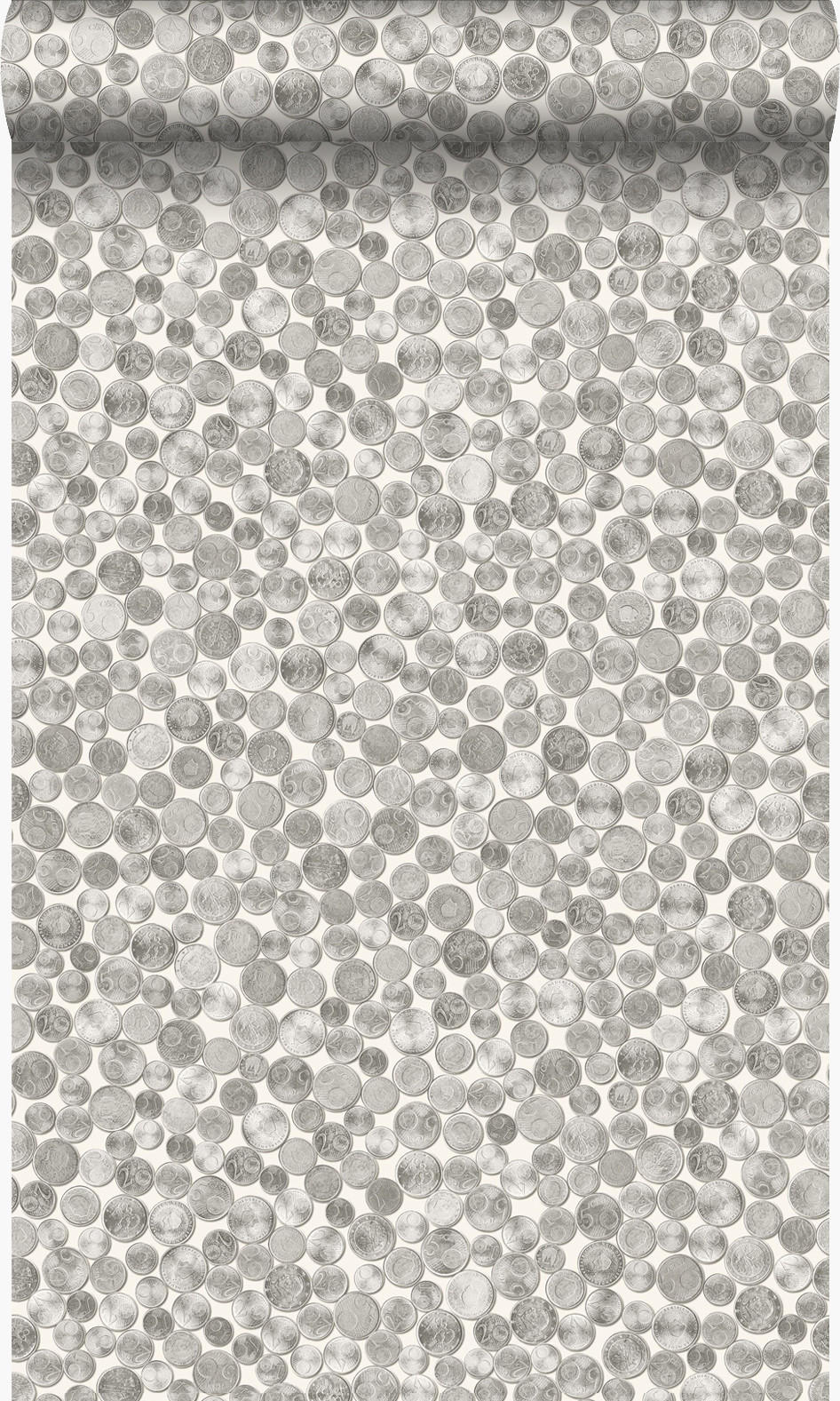 TAPETE metallische Münzen 53 cm x 10.05 m - Weiß, Papier (53/1000cm) - Origin Wallcoverings
