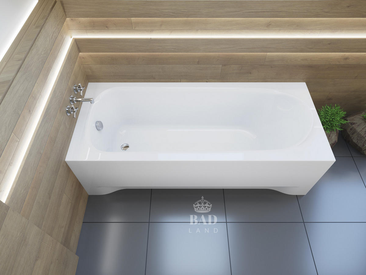 BADEWANNE Rechteck MEDIUM 160/75 Ablauf & Füße - Weiß, Kunststoff (75/56/160cm) - bad land