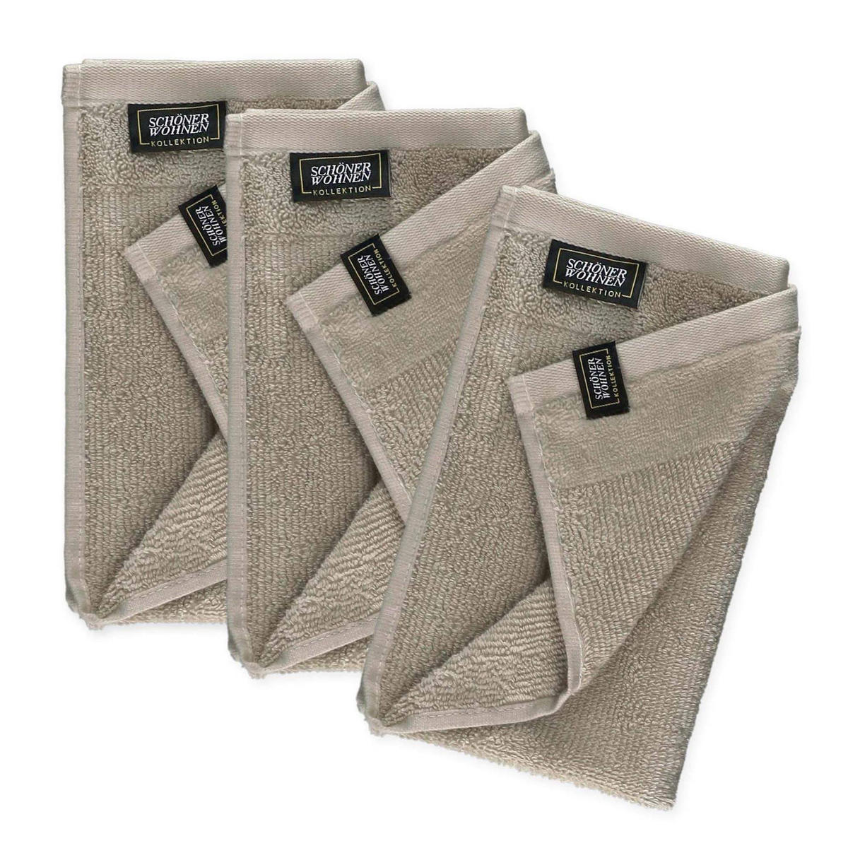 GÄSTEHANDTUCH 3ER SET AUS 100 % BAUMWOLLE SENSE - Sandfarben, Textil (30/50cm) - Schöner Wohnen
