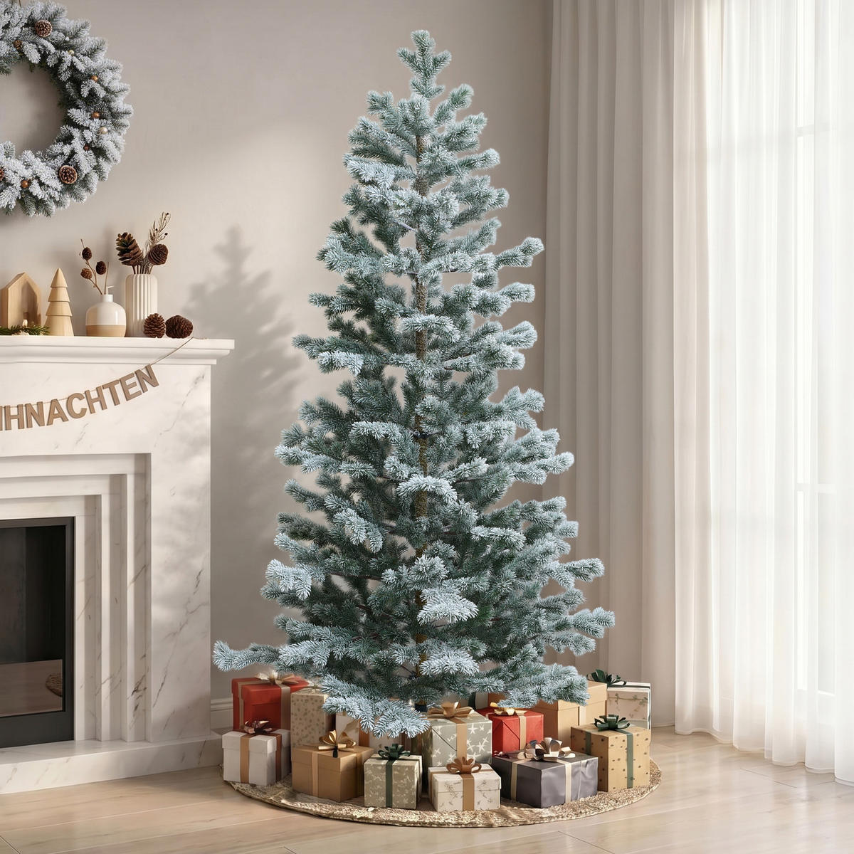 WEIHNACHTSBAUM künstlich 180 cm, 1450 PE-Spitzen, Metallständer - Grün, Kunststoff (107/180cm) - Hometopia