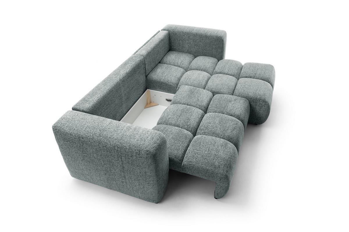 ECKSOFA ARTE 02 Grau Chenille mit Schlaffunktion - Grau, Holz (273/176cm) - MASSENO