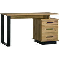 SCHREIBTISCH Lamelo Wotan eiche, mit Schubladen - Schwarz/Braun, Holzwerkstoff (56/135/75cm) - Bettso