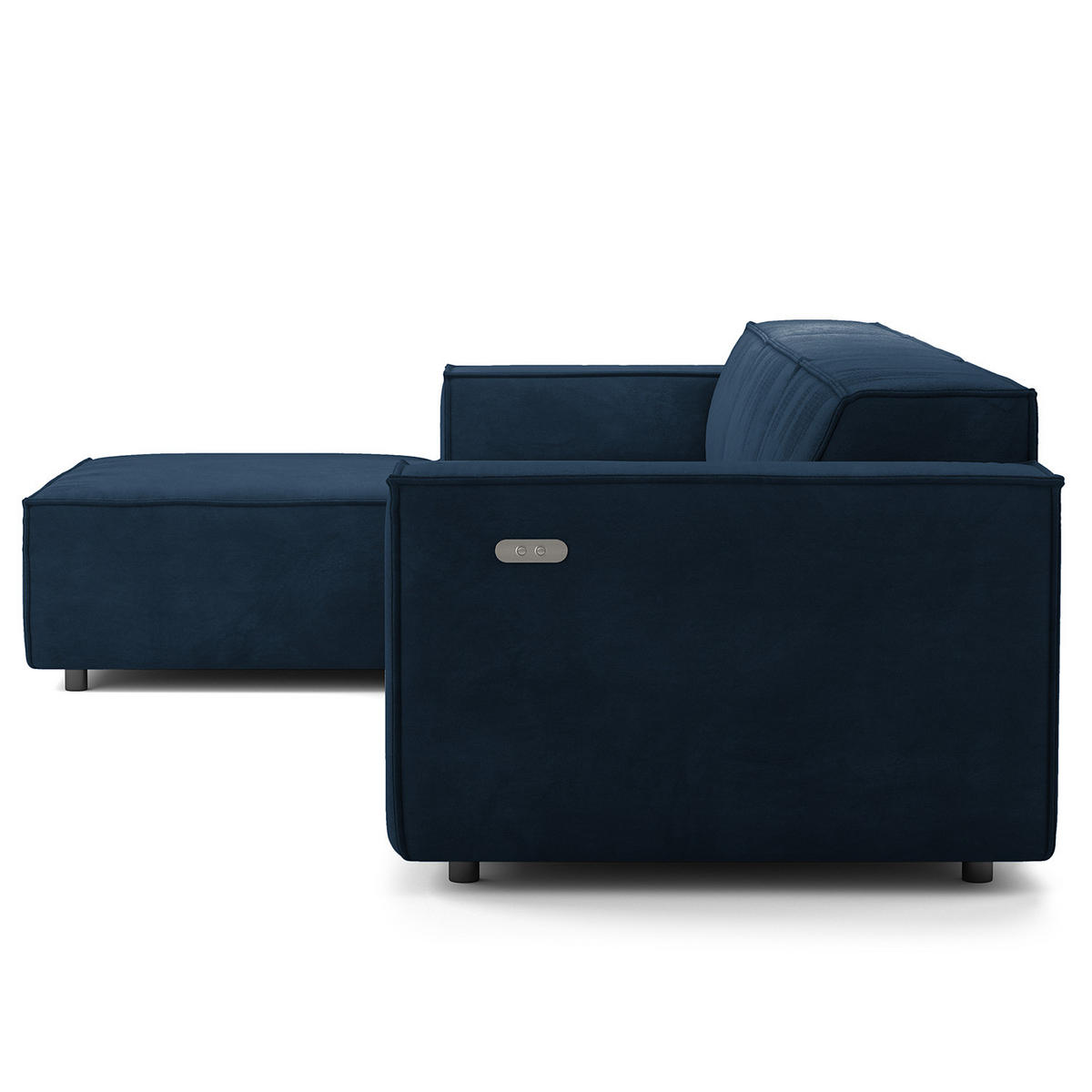 ECKSOFA mit Longchair - Schwarz/Dunkelblau, Kunststoff/Textil (294/177cm) - home24