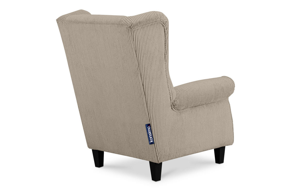 OHRENSESSEL MILES mit Armlehnen, hellbeige - Beige, Holz/Textil (82/105/97cm) - KONSIMO®