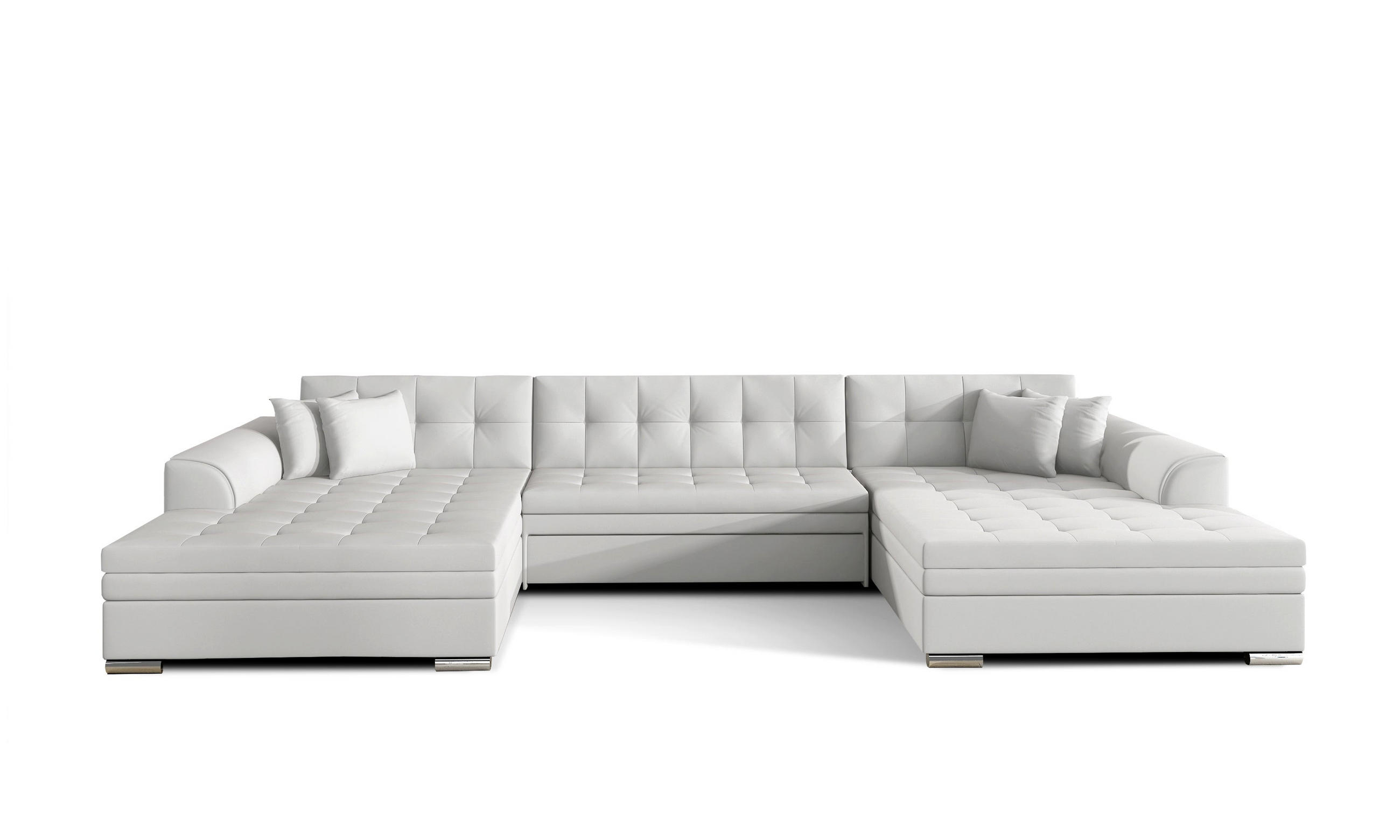 WOHNLANDSCHAFT VENTO U-Form – Großzügiges Ecksofa mit Schlaffunktion & Kissen 359 cm - Weiß, Kunststoff (359/78/165cm) - Wohnideebilder