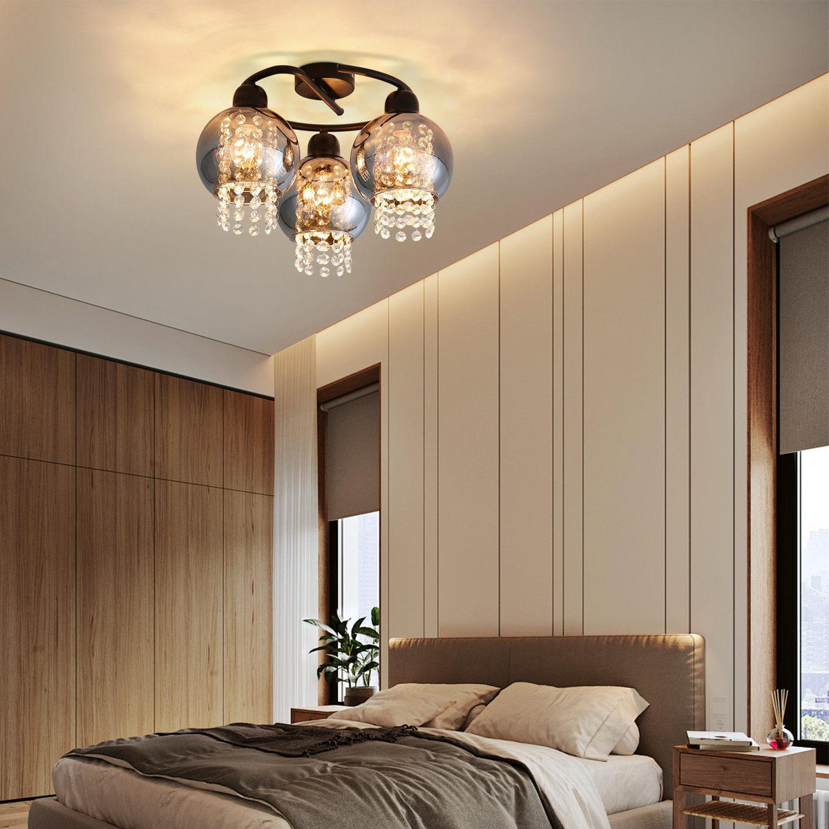 DECKENLEUCHTE Mandel 37/23/37 cm - Schwarz, Metall (23/37/37cm) - Nettlife