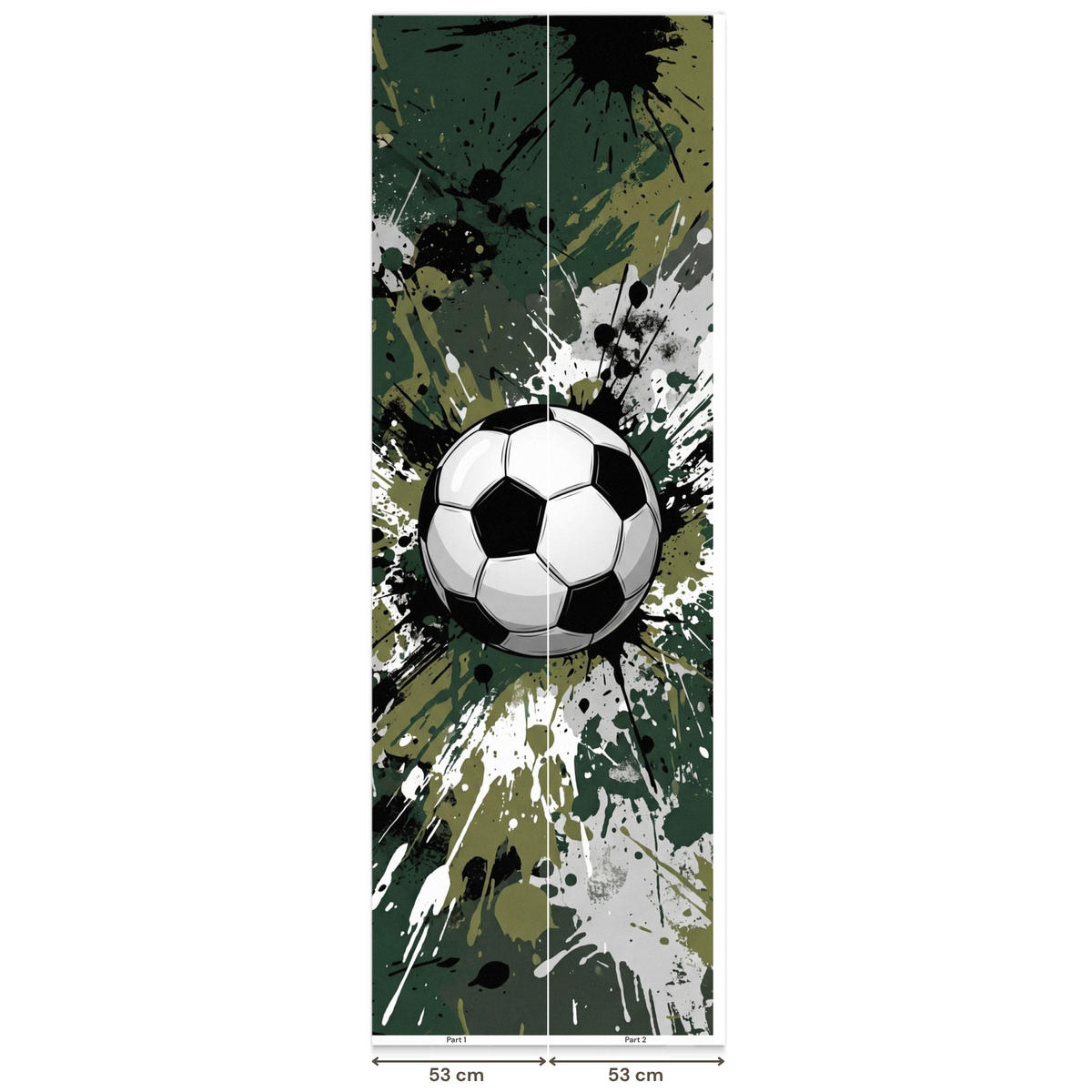 KINDERTAPETE - Fußball - Farbe - Spritzer - Grün - 100x280 cm - Dunkelgrün, Papier (100/280cm) - OnlyWow