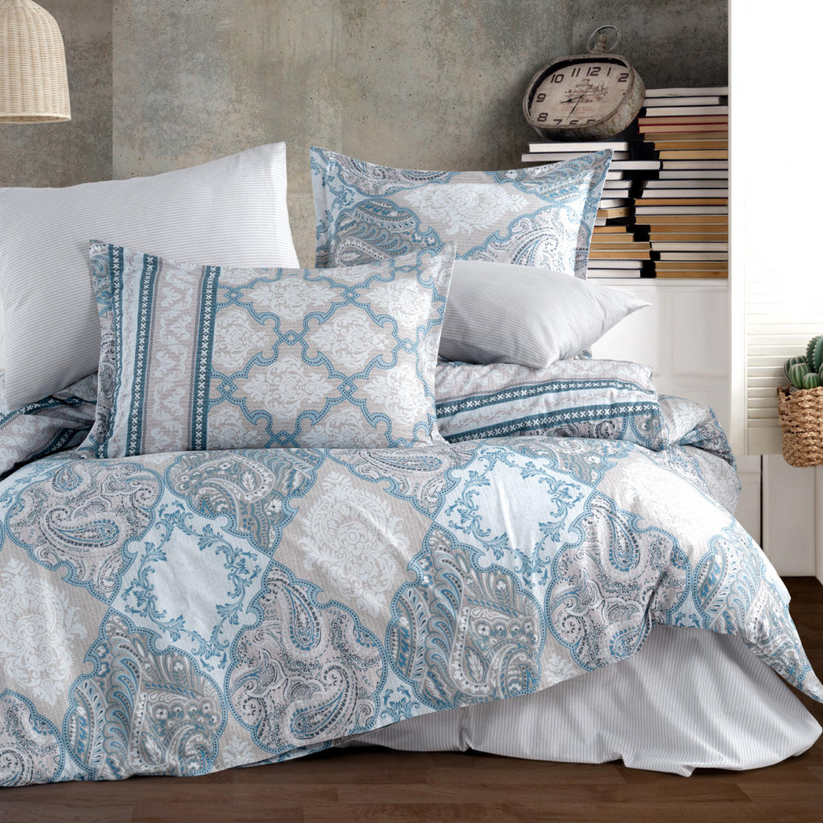 BETTWÄSCHE 4-teilig 200/220 cm QUEEN - Blau, Textil (200/220cm) - ROLFNERS