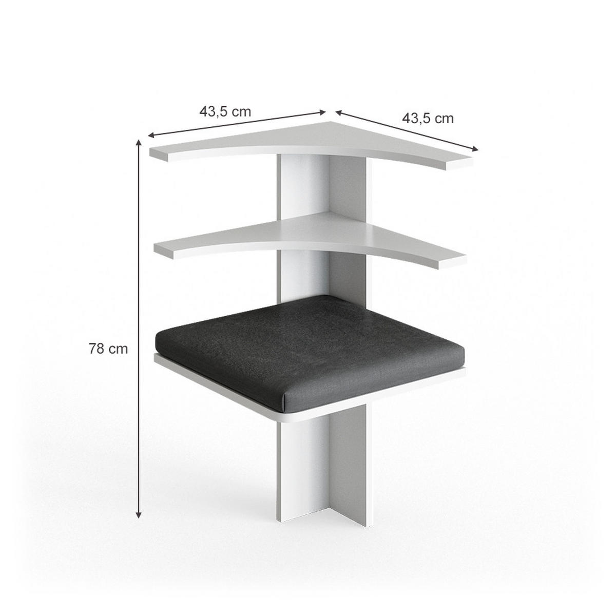 ESSZIMMER-ECKBANK Roman Weiß 43.5 x 43.5 cm - Anthrazit/Weiß, Holzwerkstoff (43.5/78/43.5cm) - Vicco