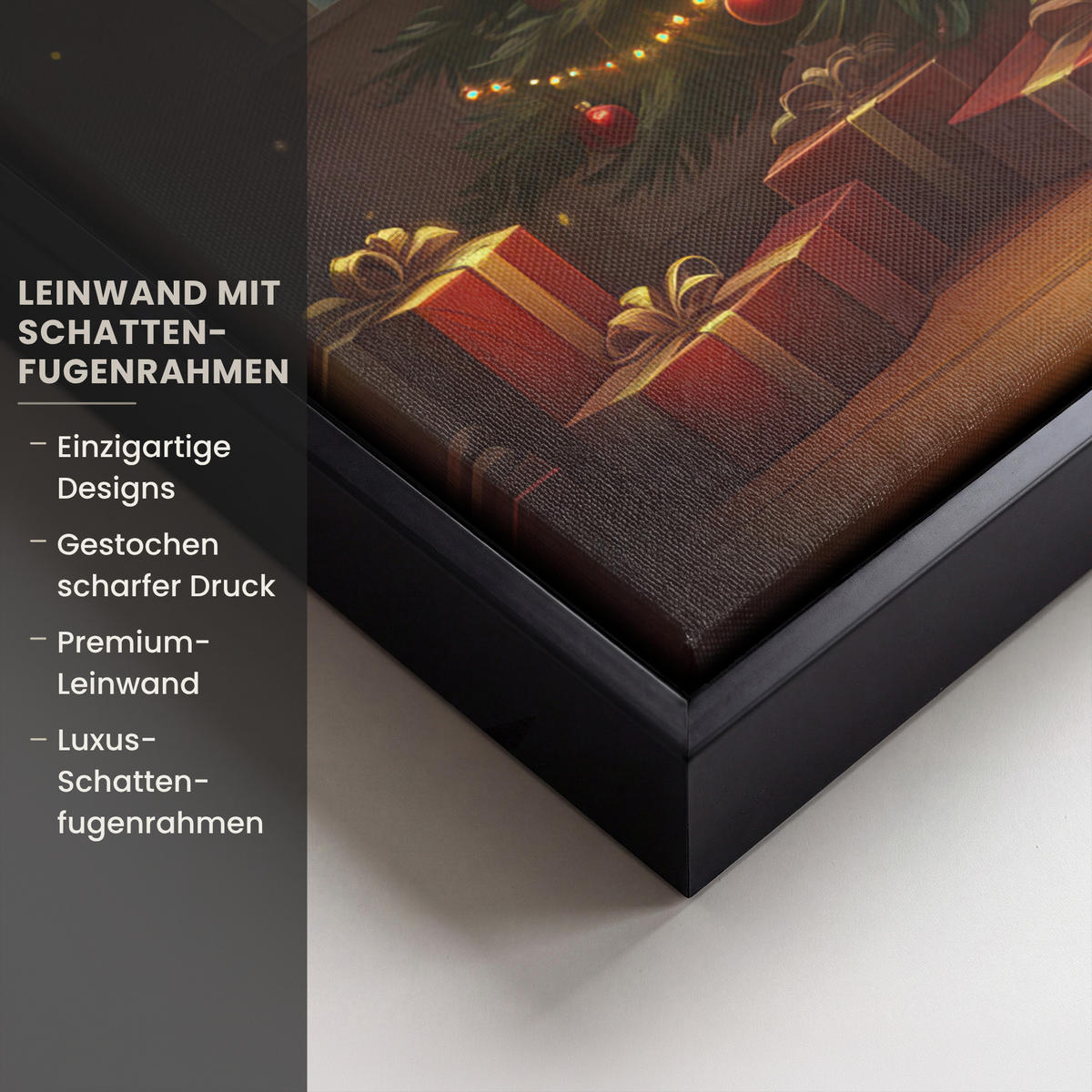 LEINWAND Bilder mit Rahmen - Weihnachtsbaum - Geschenk - Winter - 30x40 - Grün, Textil (30/40cm) - MuchoWow