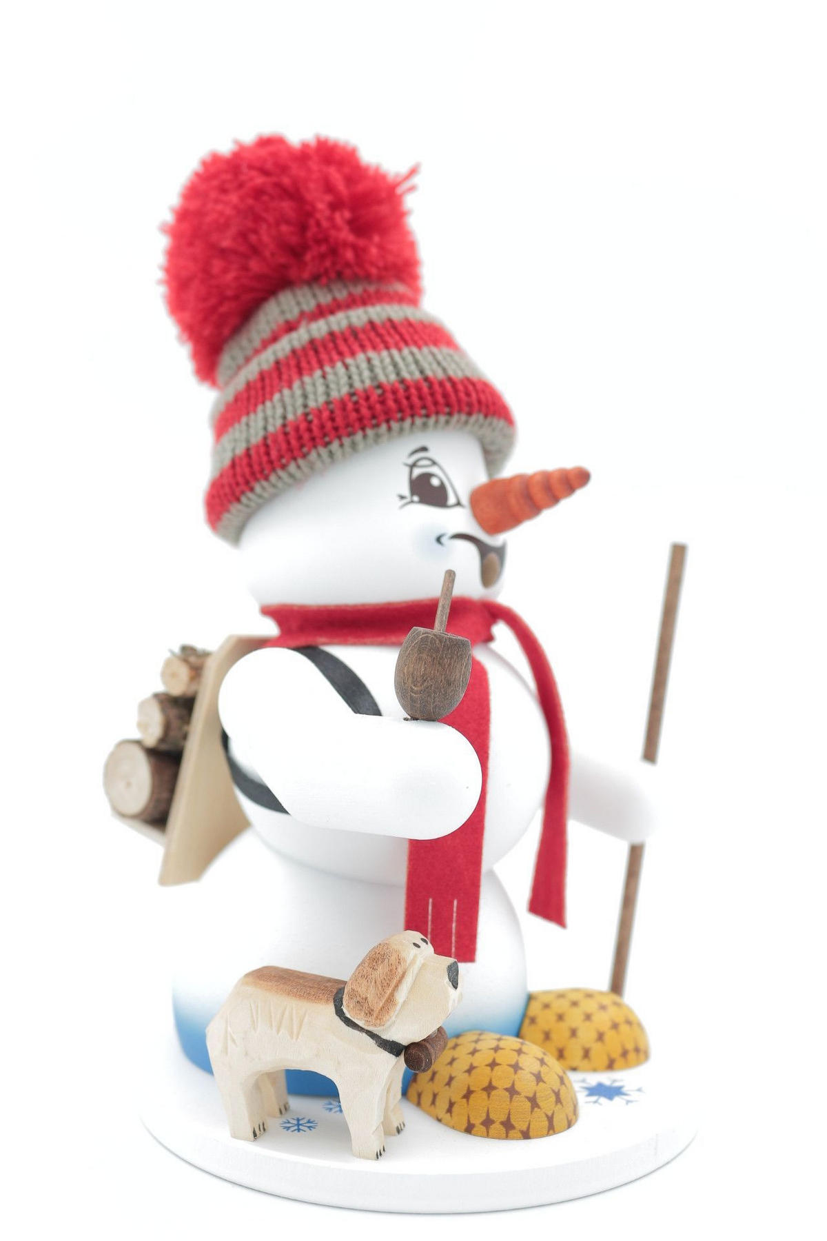 RAUCHFIGUR Schneemann Weiß Schneemann mit Hund 19 cm - Multicolor, Holz (15/19/0.1cm)