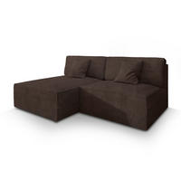 ROHOVÁ SEDAČKA FIORO hnědá - šedá/hnědá, dřevo/textil (204/148cm) - MASSENO