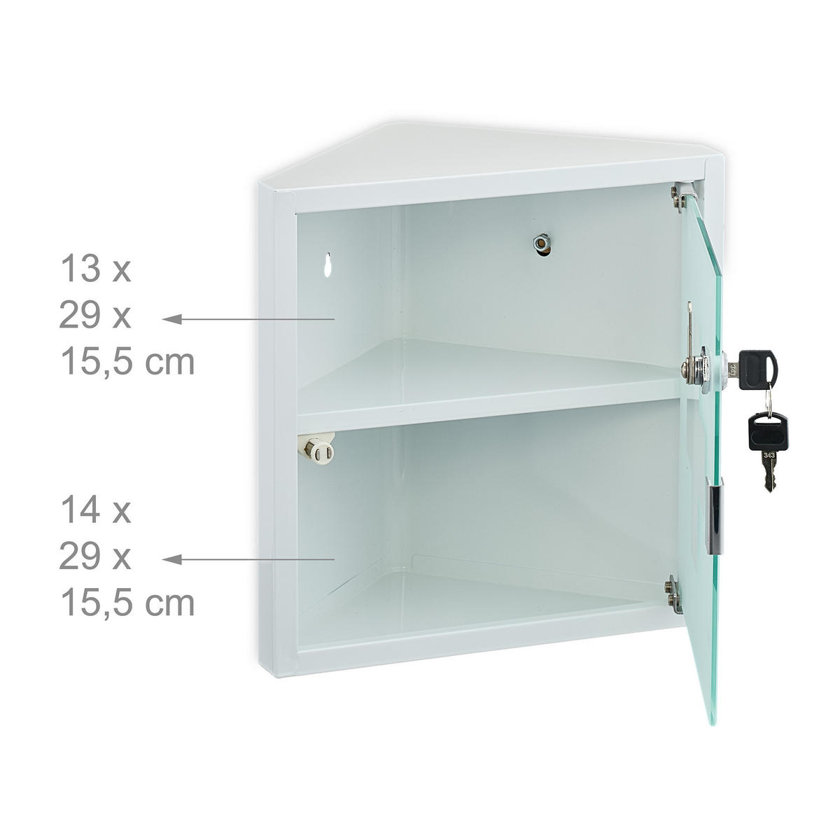 MEDIZINSCHRANK - Weiß, Glas/Metall (30/30/17.5cm) - Relaxdays