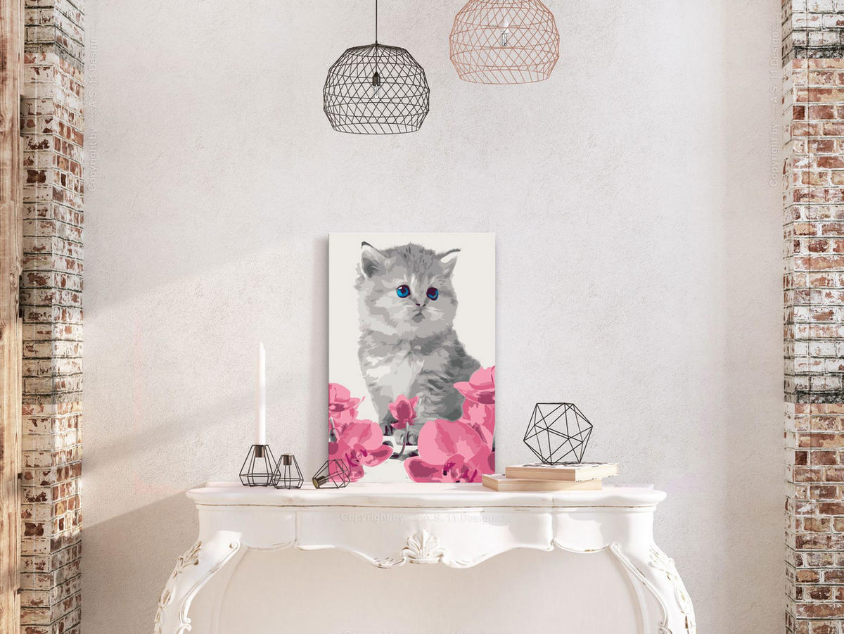 MALEN NACH ZAHLEN 40/50 cm - Pink/Grau, Textil (1.4/50cm) - KUNSTLOFT