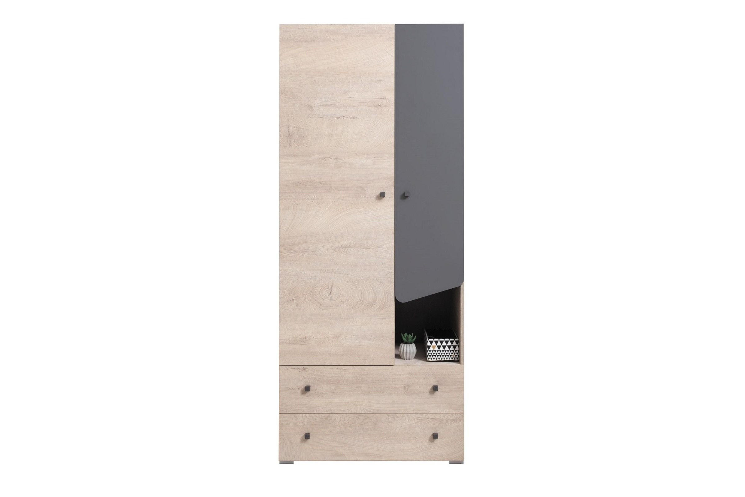 Deine Möbel 24 Kinderkleiderschrank Sonoma Eiche, Anthrazit 80x190x50 cm