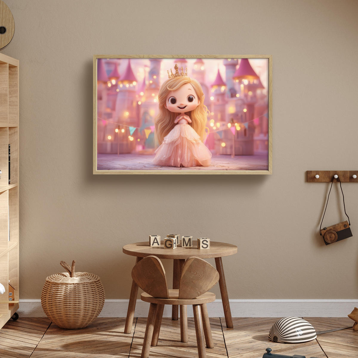 NACHTTISCHLAMPE MIT AKKU Prinzessin - Rosa - Schloss 100x70 cm - Rosa, Holzwerkstoff (8/100/70cm) - OnlyWow