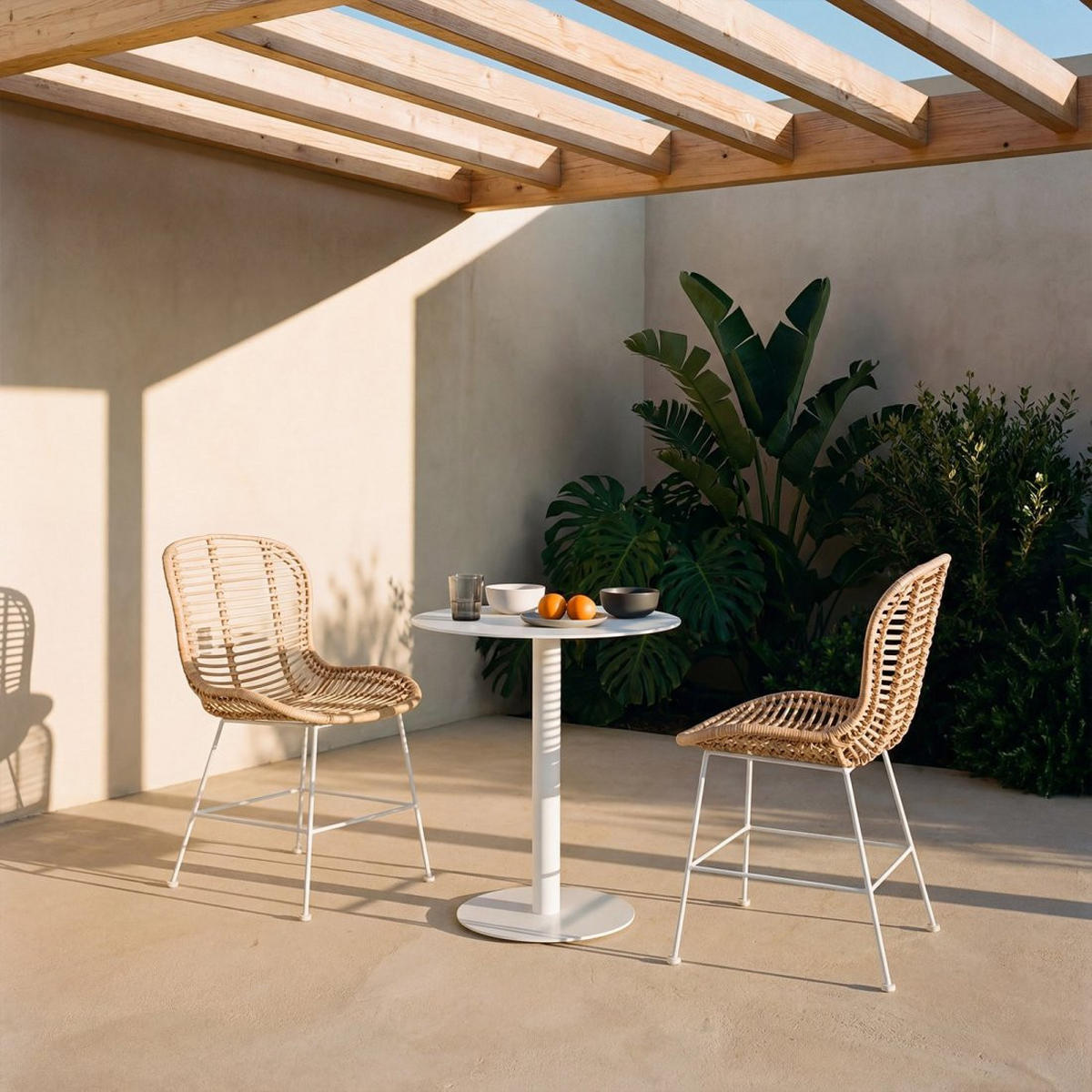 GARTENSTUHL Leo Natürlich 47 cm x 86 cm 2er-Set - Naturfarben, Naturmaterialien (47/86/57cm) - Klast Home