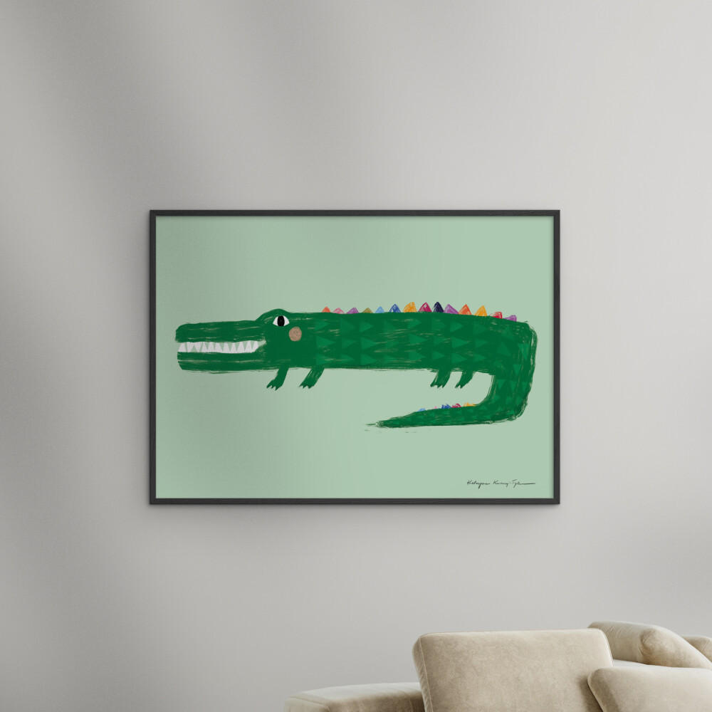 POSTER mit Rahmen Wild Apple - Crocodile - Schwarz/Grün, Holz/Papier (50/70cm) - Poster&Frame