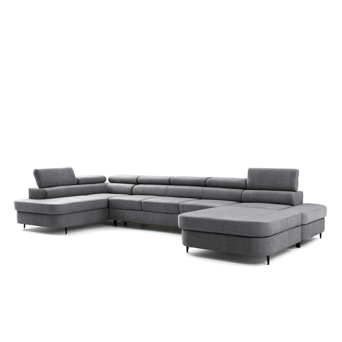 ECKSOFA U-Form PRIAM MAXI U Links mit Schlaffunktion 125x317 Velours Grau - Schwarz/Grau, Holz/Textil (203/91/400cm) - Muffo