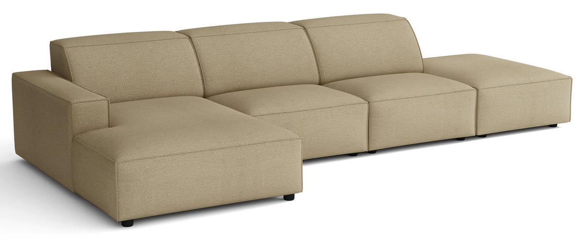 ROHOVÁ pohovka Sellmo, 344 cm - čierna/cappuccino, textil/plast (350/166cm) - Selsey