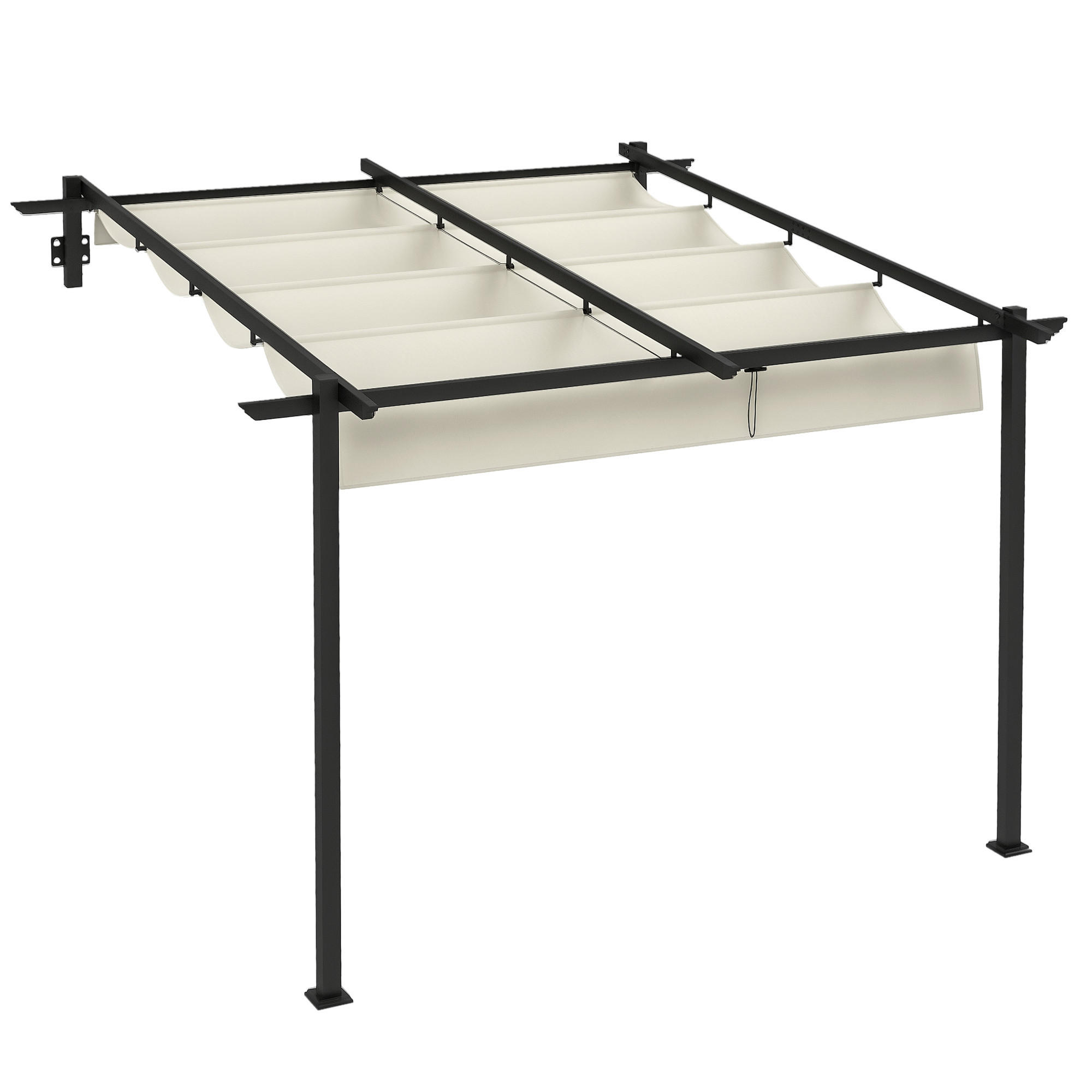 GARTENPAVILLON 3 x 3 m mit einziehbarem Dach und Metallrahmen, wandmontierbares Outdoor-Pavillon in Cremeweiß - Creme, Metall (297/230/297cm)