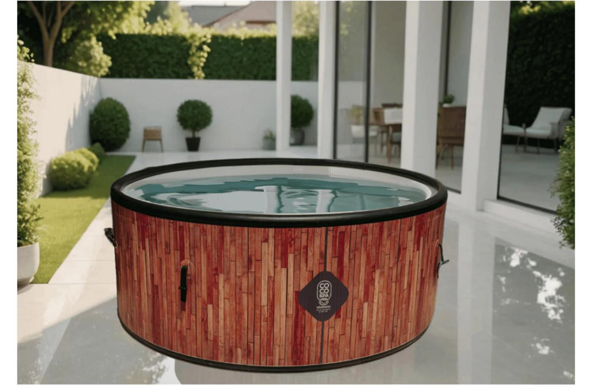 POOL Aufblasbar Ibiza – 180 cm Durchmesser – 1100 Liter – Echtholz-Optik - Braun, Kunststoff (180/70/70cm) - COCO SPA