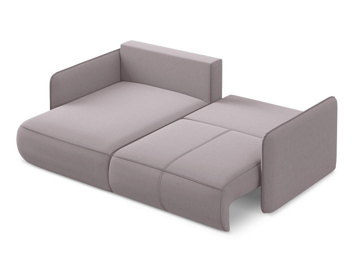 ECKSOFA mit Schlaffunktion Samt Stoff Violett - Lila/Flieder, Kunststoff/Textil (148/207cm) - Makamii