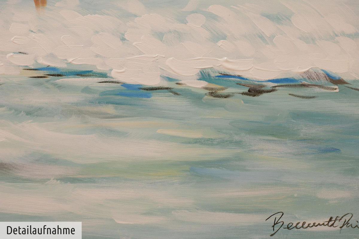 ACRYLBILD HANDGEMALT 120/60 cm - Blau/Weiß, Holz/Textil (120/60cm) - KUNSTLOFT