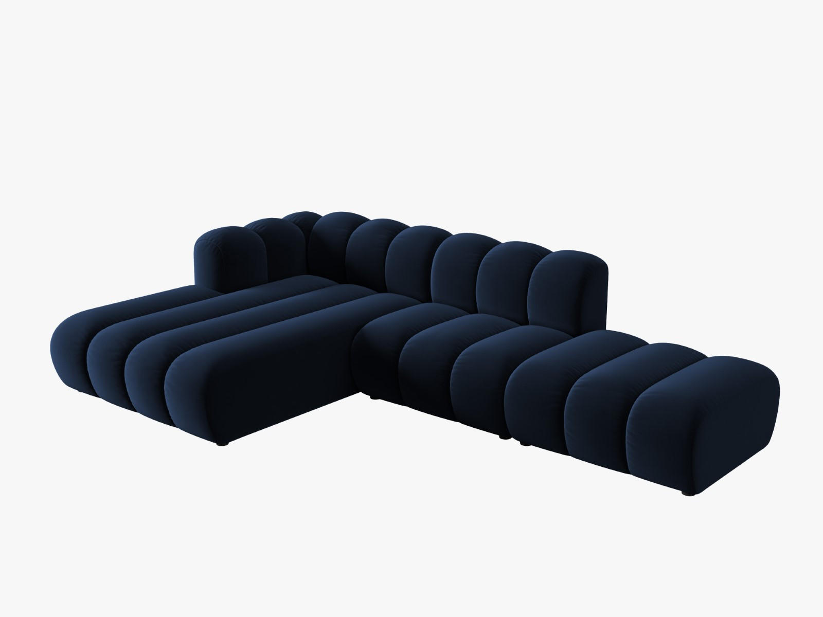 ECKSOFA modular links Lupine aus Samt königsblau 5 Sitzplätze - Dunkelblau, Textil (177/299cm) - Micadoni