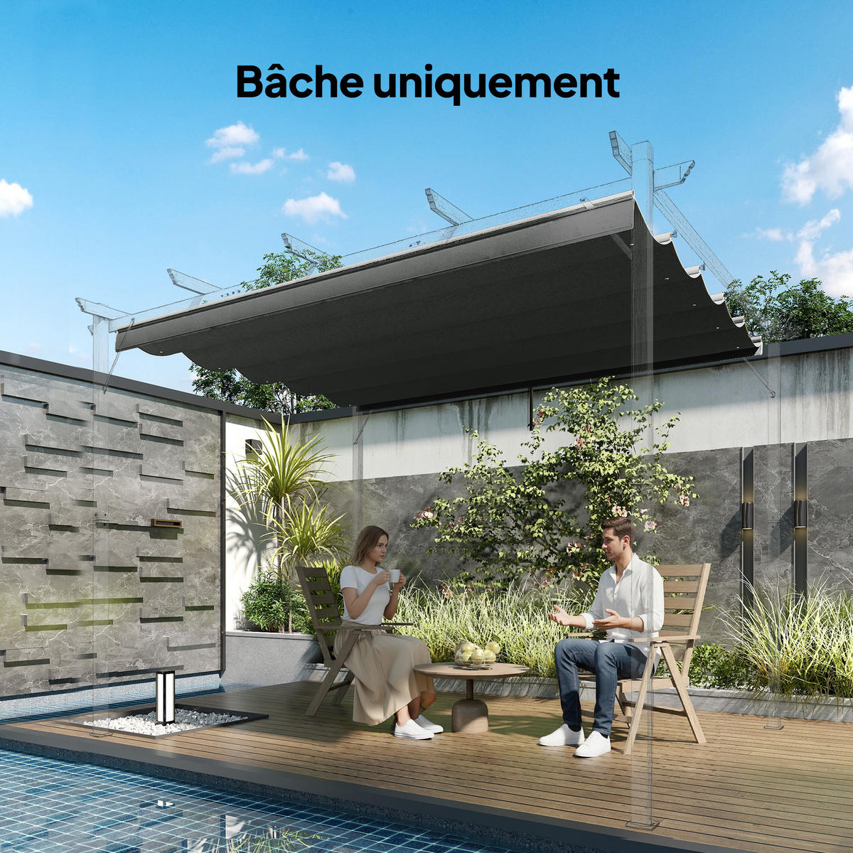 DACH für Pergola DE-12580 250/255 cm Dunkelgrau - Dunkelgrau, Textil (255/6/250cm) - ComfortXL