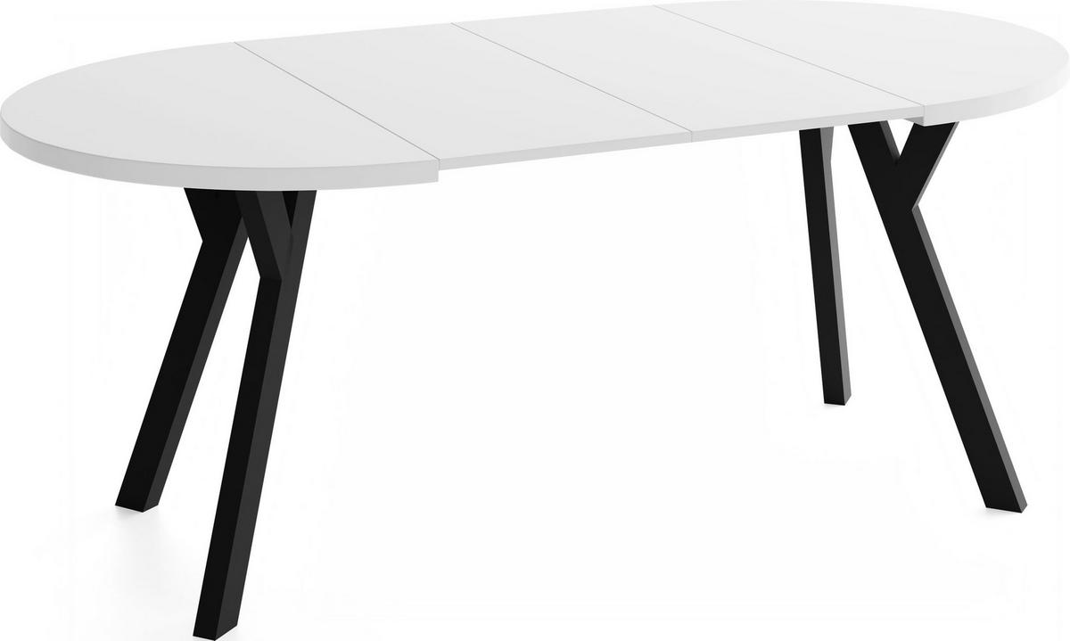 ESSTISCH Vero rund ausziehbar verlängerbar, Weiss 90-190/90/77 cm - Schwarz/Weiß, Holz/Holzwerkstoff (90/90/77cm) - WFL GROUP