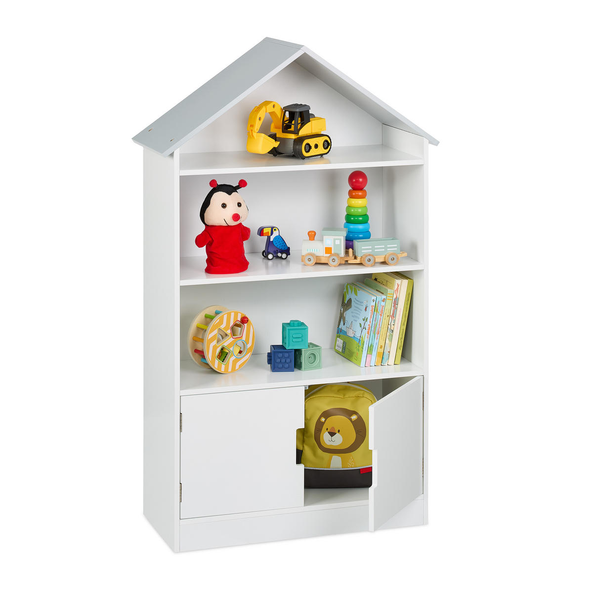 KINDERREGAL - Weiß, Holzwerkstoff (68/115/28cm) - Relaxdays