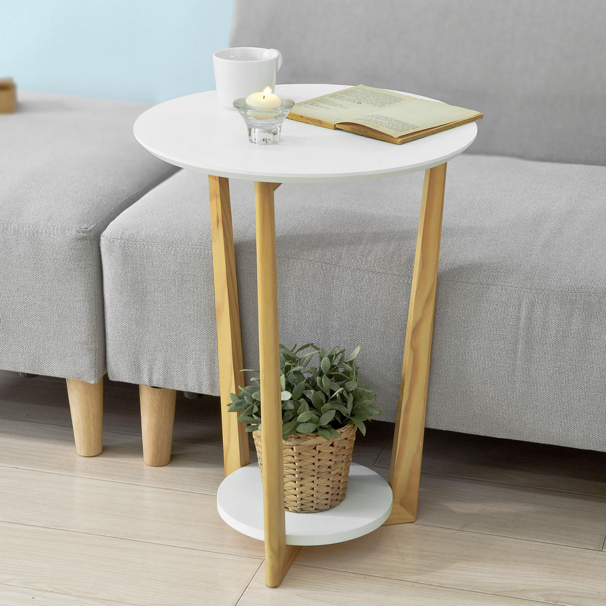 BEISTELLTISCH Weiß - Weiß, Holzwerkstoff (25/45/60cm) - SoBuy
