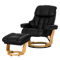 RELAXSESSEL - 2-teilig - Holzwerkstoff / Echtleder / Kunstleder - Schwarz, Leder/Birkenholz (90/104/91cm) - home24