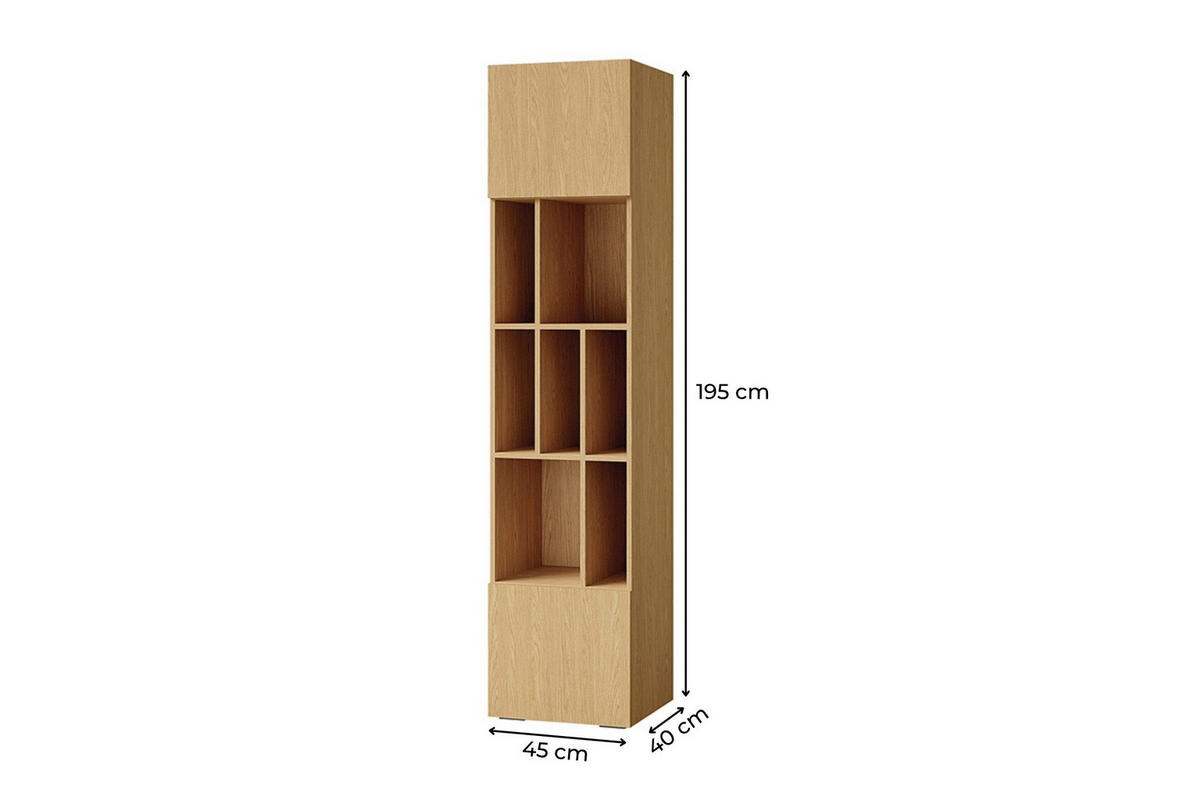 KINDERREGAL LIMA 04 45/195/40 cm in Eiche - Eichefarben, Holzwerkstoff (45/195/40cm) - Deine Möbel 24