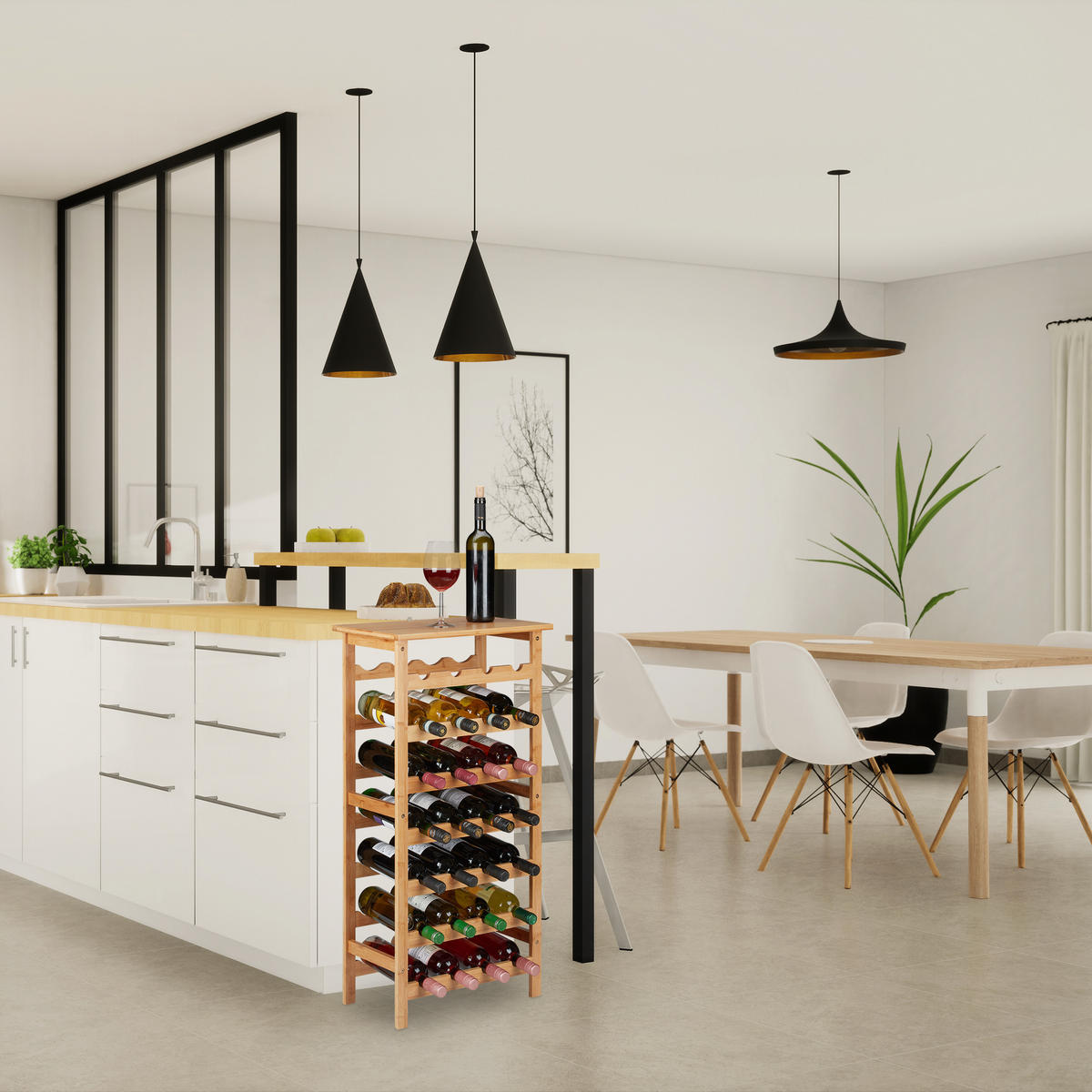 WEINREGAL - Hellbraun, Holz (47/94/29cm) - Relaxdays