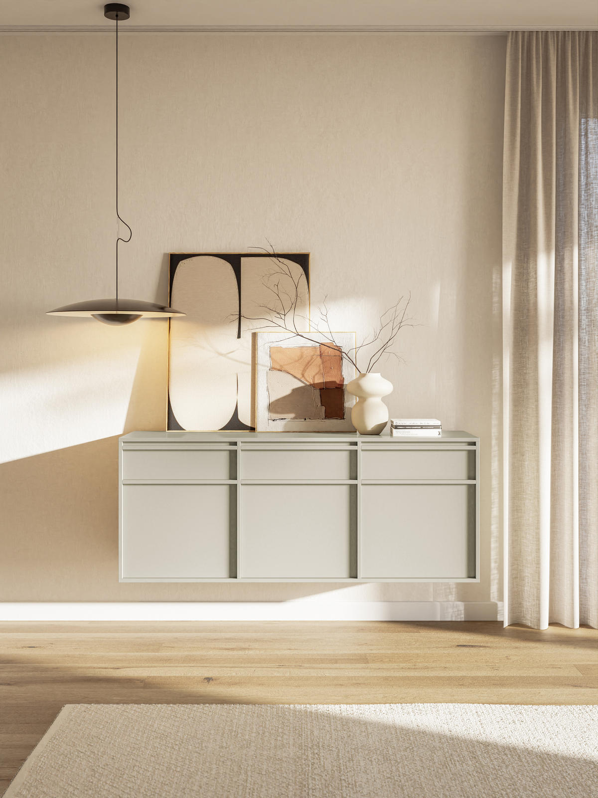 SIDEBOARD Evo Graubeige 154 cm - Greige, Holzwerkstoff (154/61.6/39cm) - Selsey