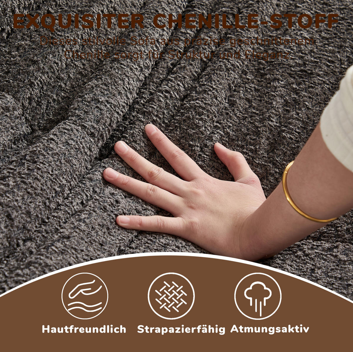 SOFA aus Chenille Grau ohne Montage - Grau, Kunststoff (99/83/127cm) - Beauniv