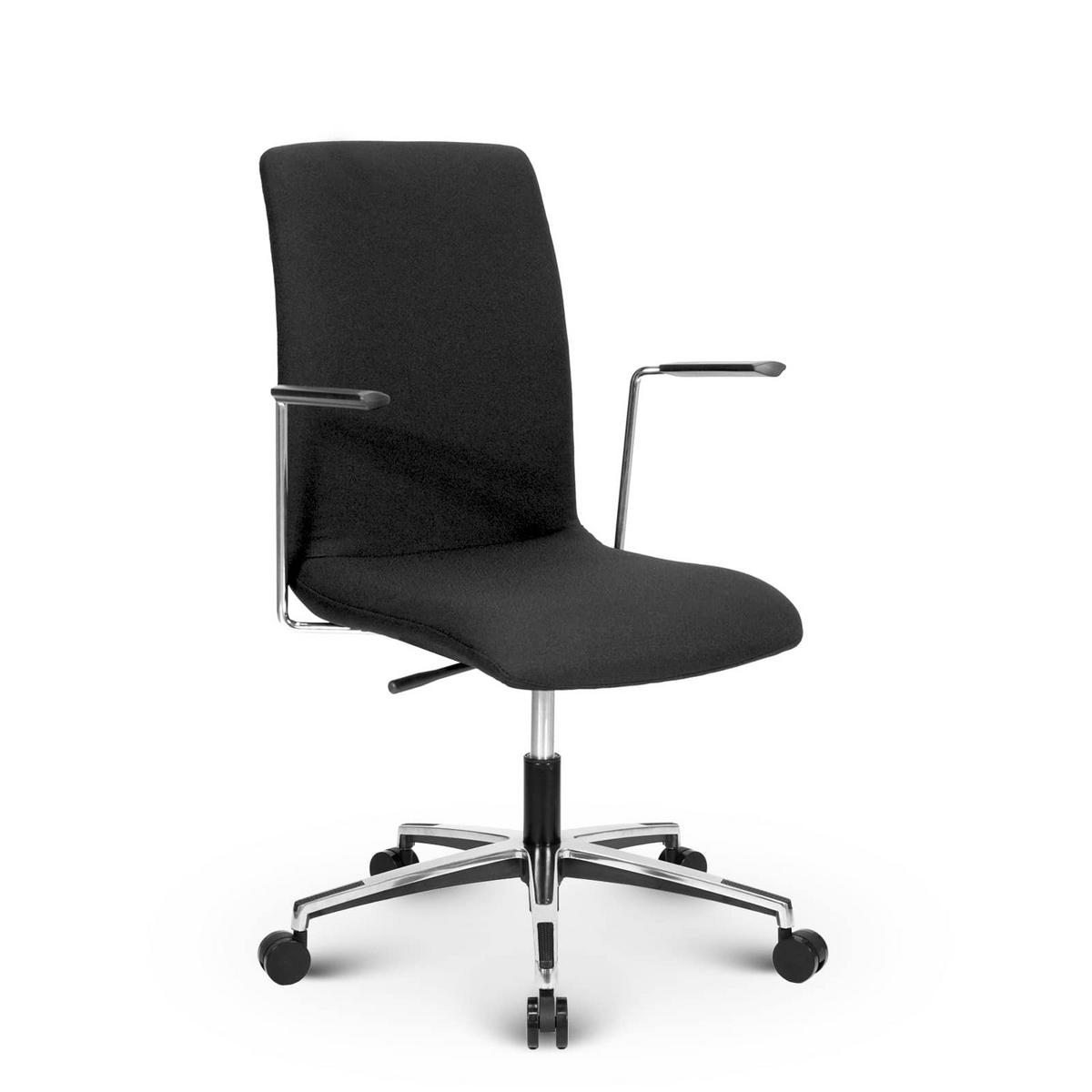 BESUCHERSTUHL V1610 Stoff Schwarz - ergonomisch, 150 kg belastbar, Sitzhöhe 40-52cm - Schwarz, Kunststoff/Textil (65/90/60cm) - Versee