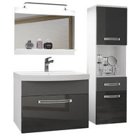 BADMÖBEL Badezimmer Grau Glänzend Matt - Silberfarben/Grau, Holz (100/113/40cm) - B BELINI GROUP