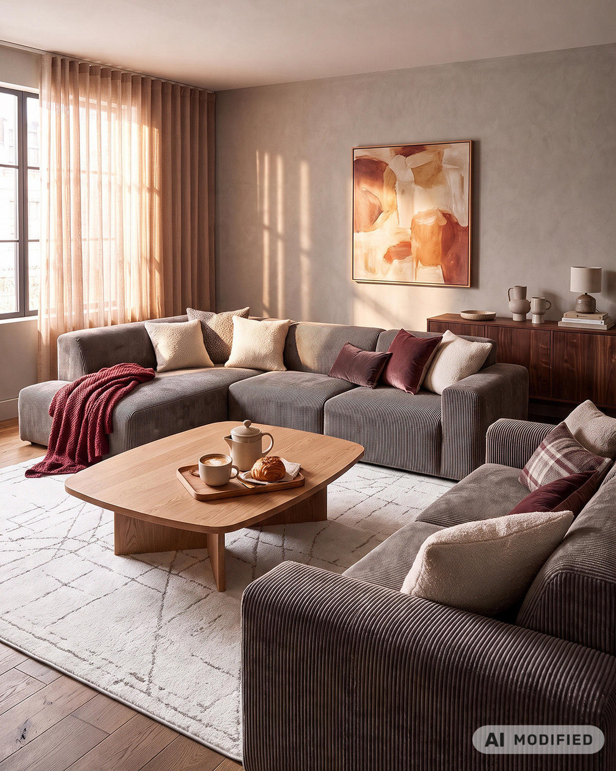 TEPPICH Mataro Senda Mazovia 160x230cm Beige Braun Abstrakt Kurzflor - Braun, Textil (160/230cm) - Mazovia