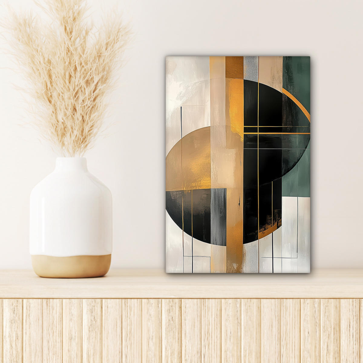 LEINWANDBILD - Abstrakt - Gold - Bronze - Grün - Formen - Modern - 20x30 - Bilder - Multicolor, Textil (20/30cm) - MuchoWow
