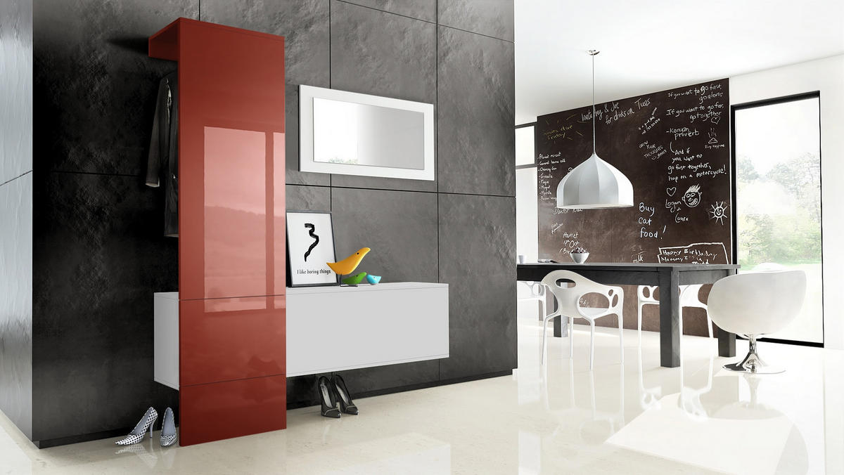 GARDEROBE Carlton Paneel in Bordeaux Hochglanz - Bordeaux, Holzwerkstoff (156/193/35cm) - Vladon