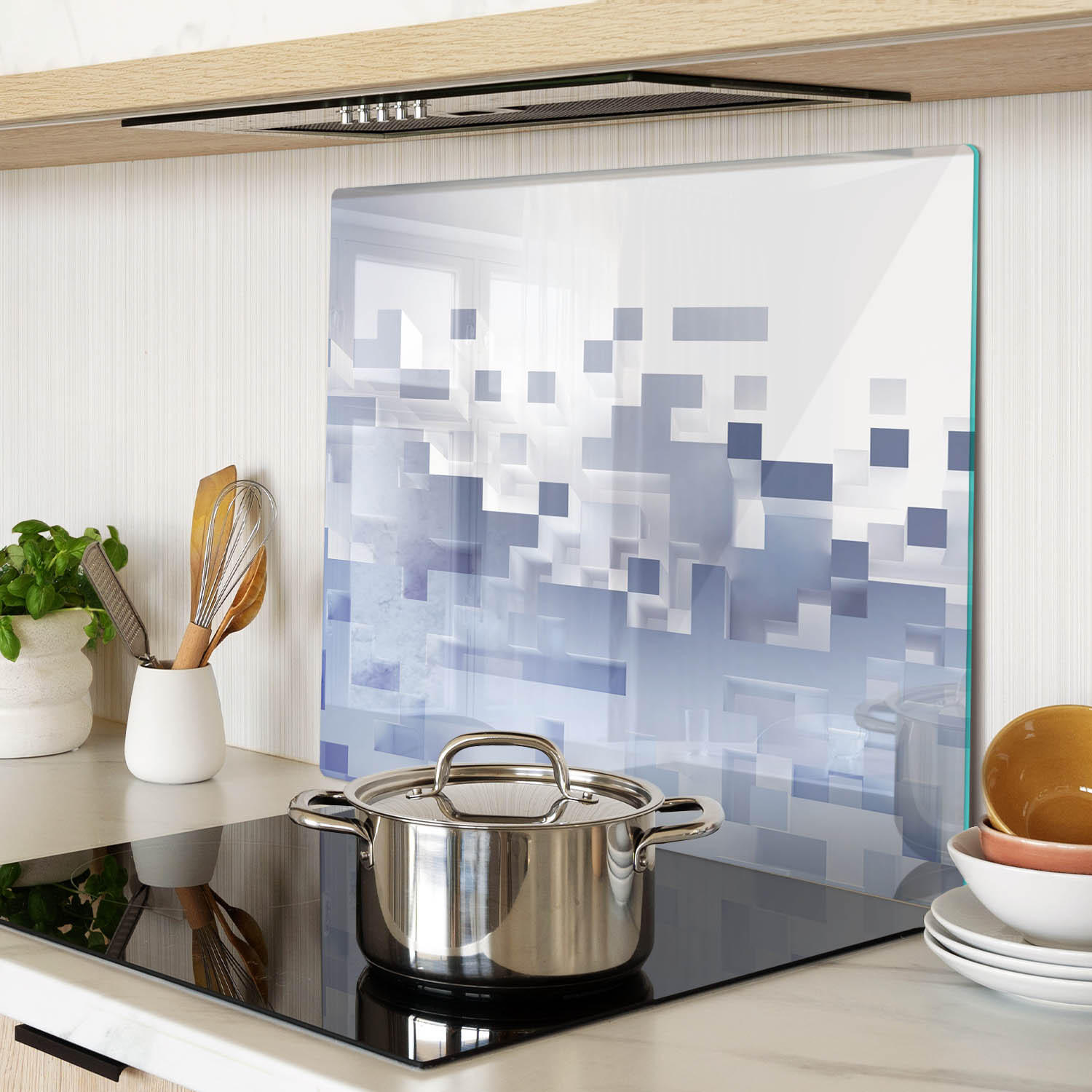 GLASPLATTE 60x52 cm Abstrakter Würfel - Braun, Glas (60/0.4/52cm) - TULUP